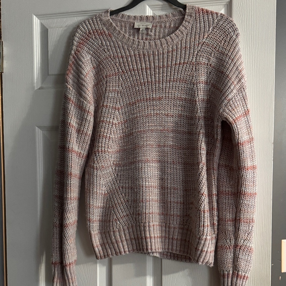 Lucky Brand Women's Pink and Gray Knit Sweater
